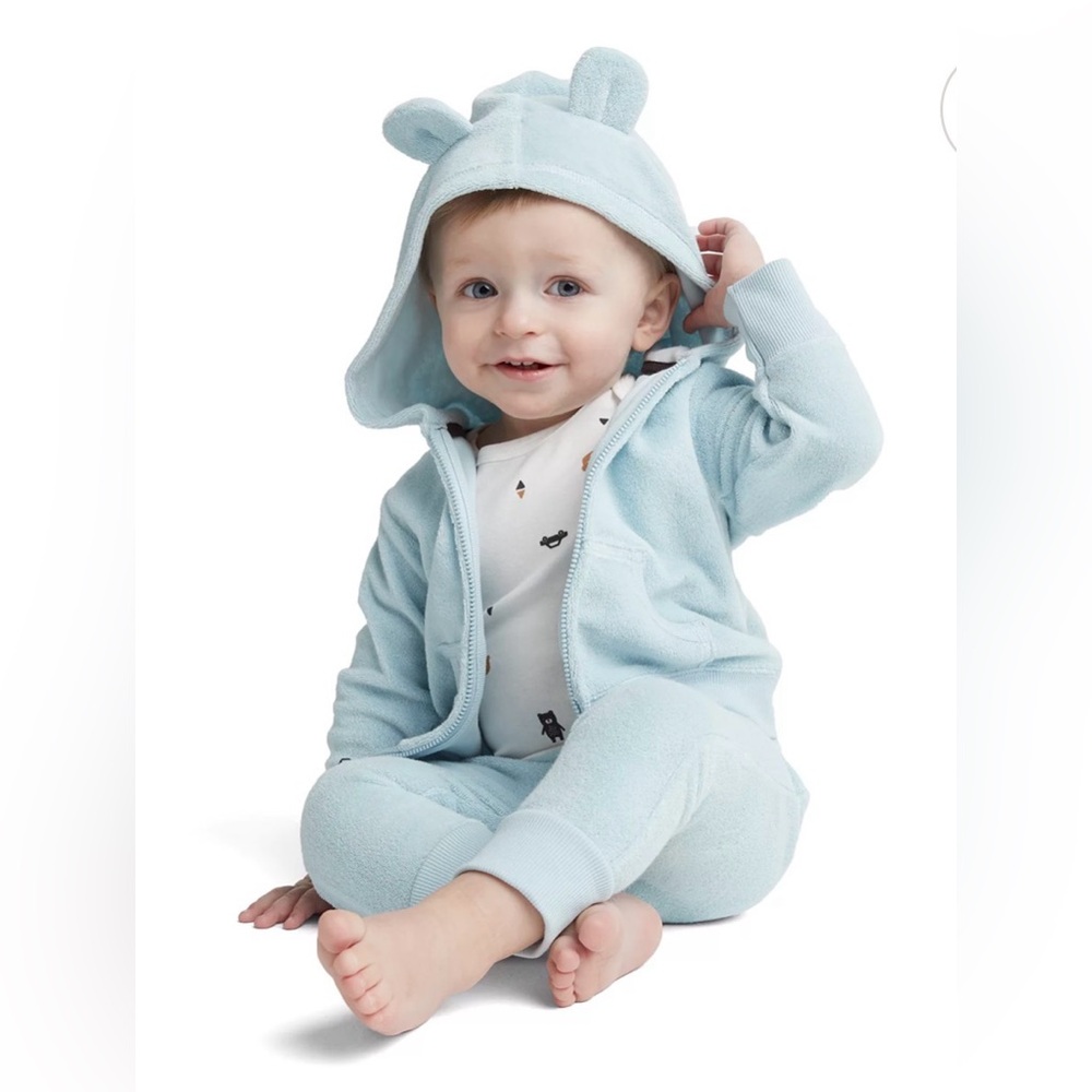 Carter's Soft Aqua Hooded 3-piece Zip Jacket, Pants, Bodysuit Set
